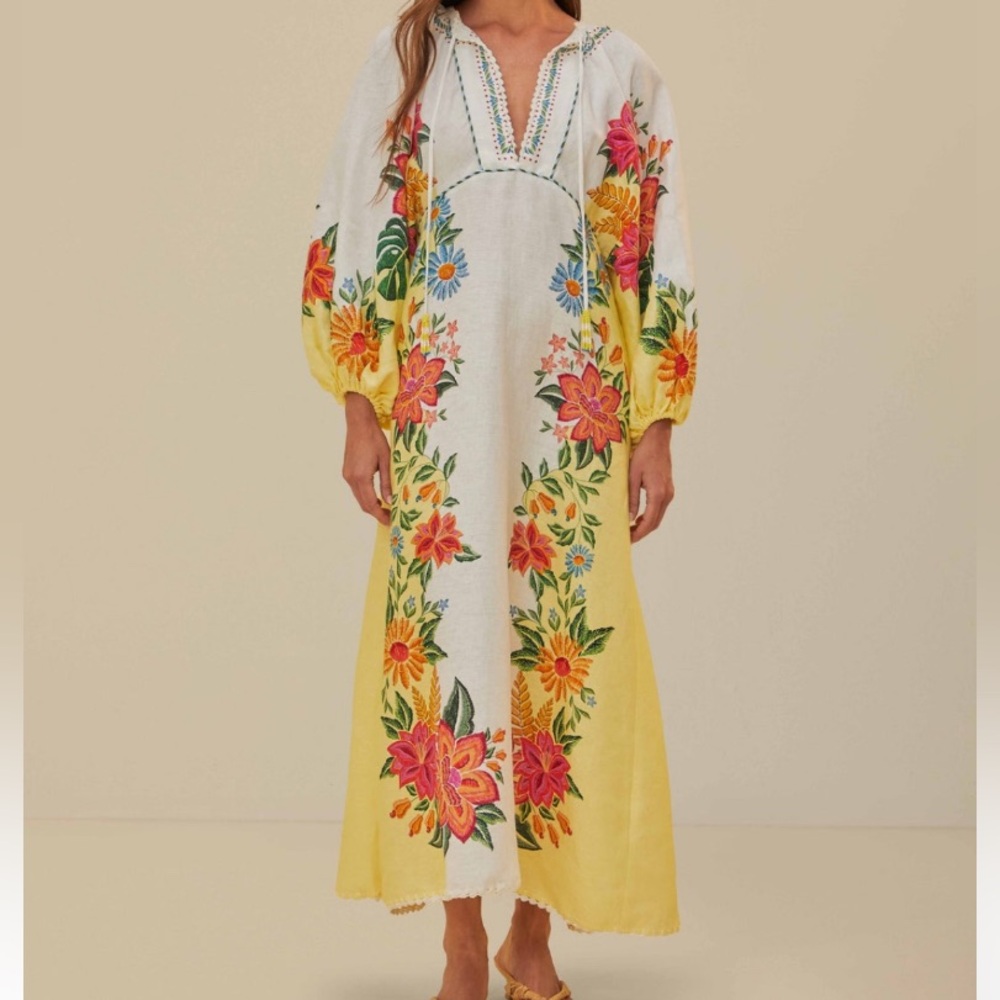 FARM Rio Off-White Bloom Garden Maxi Dress